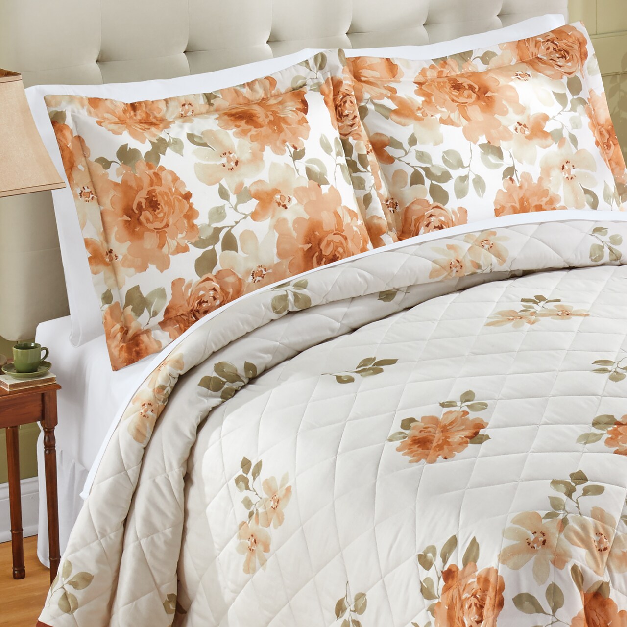 Collections Etc Lovely Maeve Floral Print Quilted Pillow Sham
